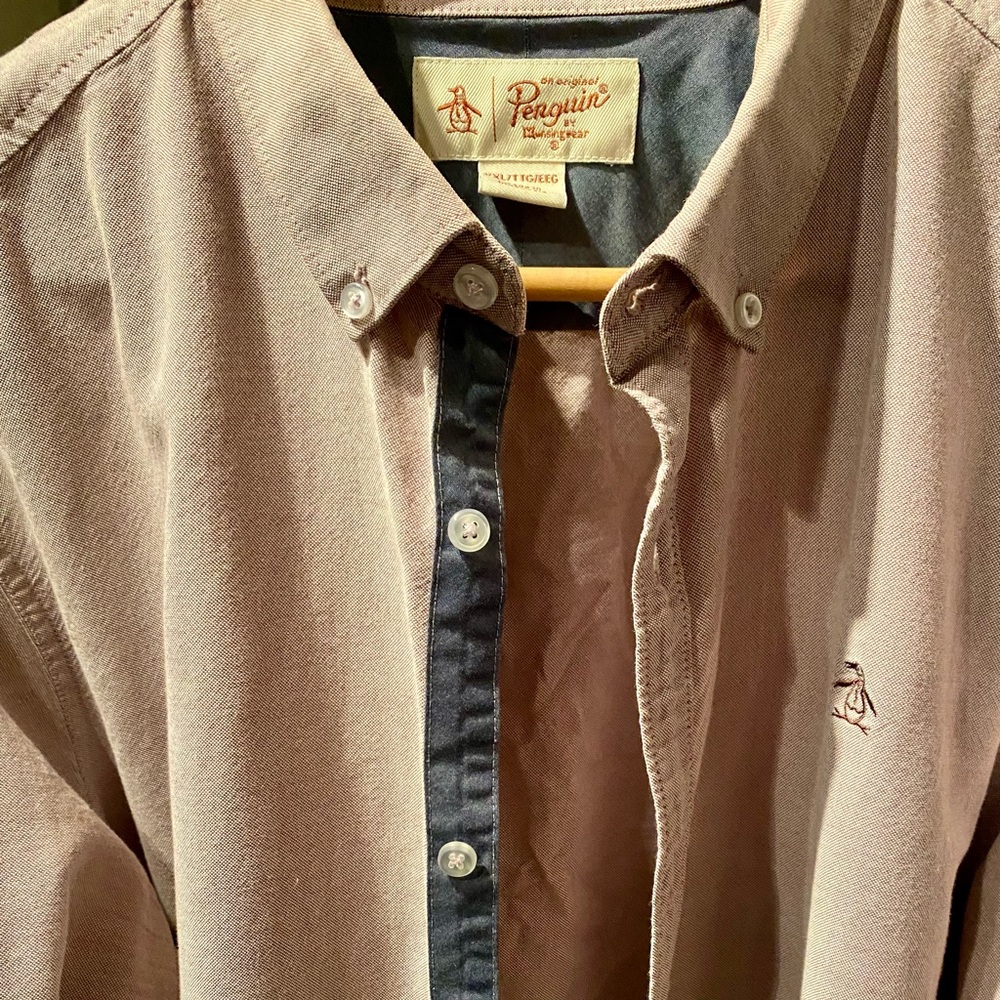 Penguin xxl slim fit chambray mauve shirt